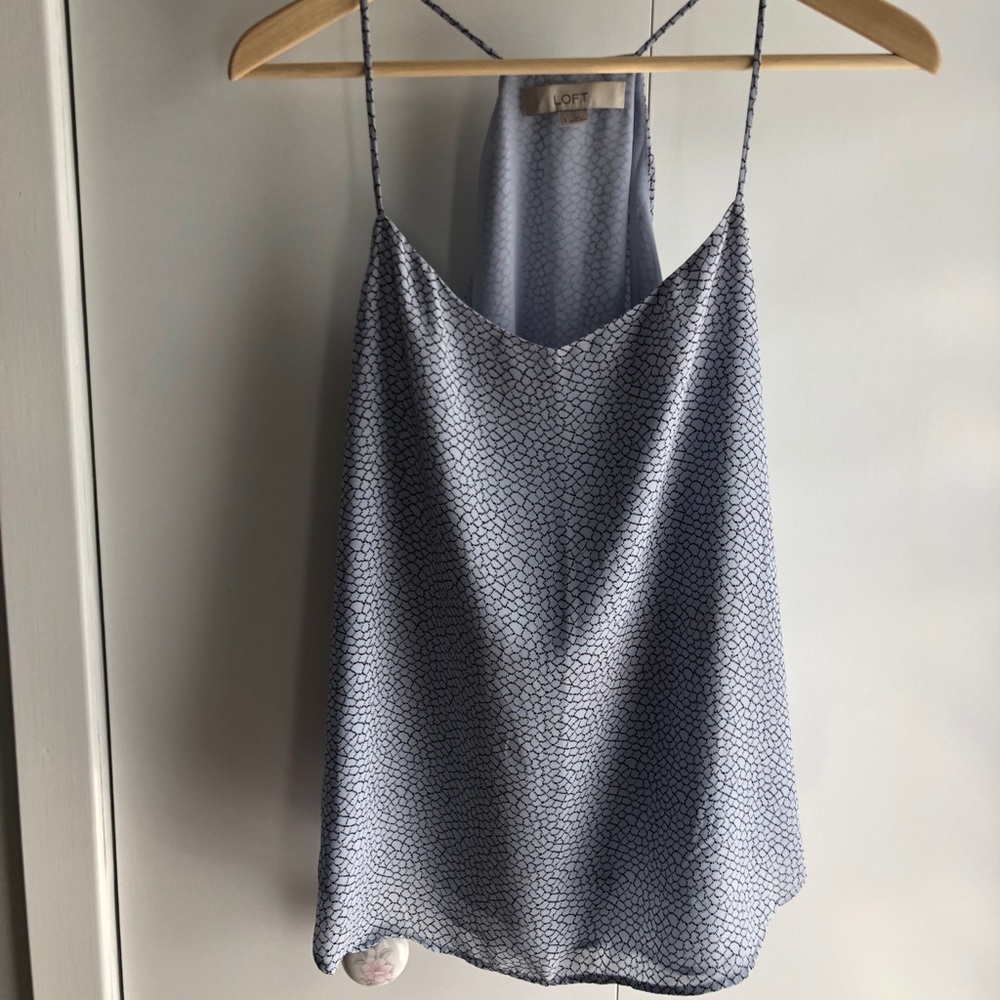 LOFT periwinkle tank with pattern